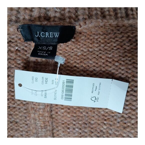 J. Crew Relaxed Oversized Merino Wool Alpaca Pullover Poncho Tan Brown XS/S - Picture 4 of 5